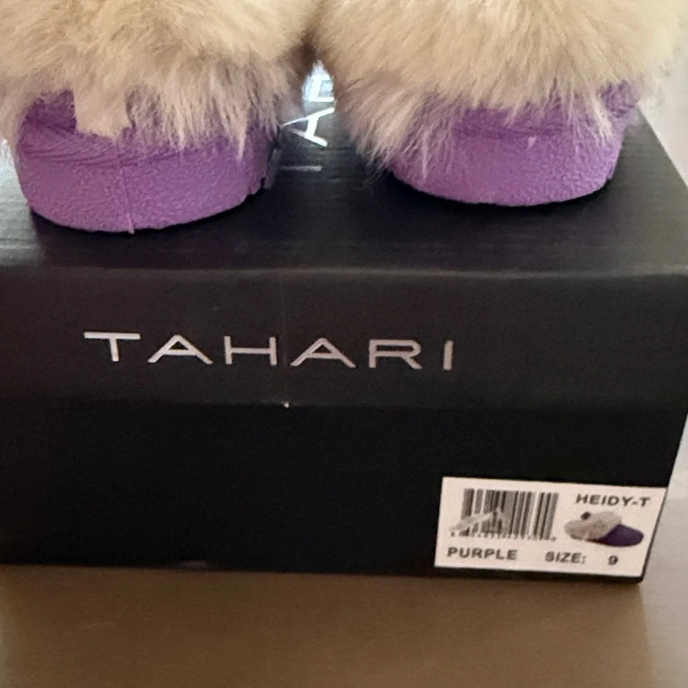 NWT faux fur purple slippers kids size 9